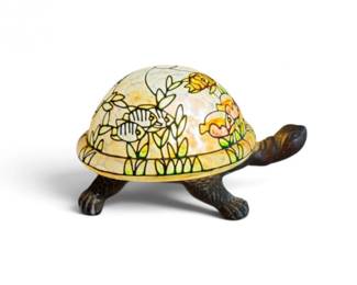 31 TurtleTableLampwStainedGlassShadeMetalBase