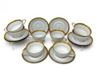 111 NoritakeWhiteGoldPorcelainCupsSaucers16Pcs