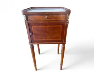 1 VintageWoodBedsideCabinetwPorcelainLinedInteriorDrawer