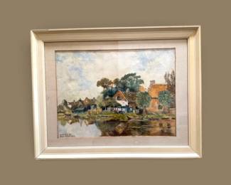 70 LandscapeWatercolorDutchVillageCanalSceneAfterHeinhuis