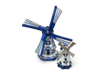 85 VintageDelftStyleBlueWhitePorcelainWindmills