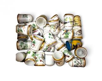 124 BoneChinaCloisonnBirdFloralThimbleCollection24Pieces