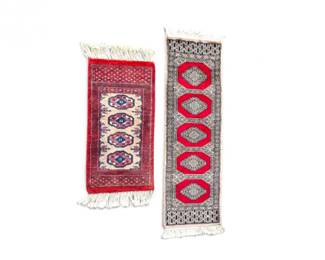 110 HandKnottedWoolGeometricPrayerRugswFringe2Pcs