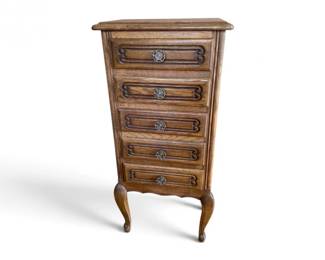 139 VintageLouisXVStyleWood5DrawerLingerieChest