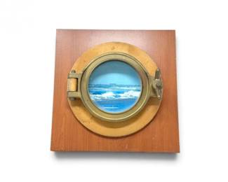 128 SolidBrassShipPortholewChangeableOceanSceneHeavy