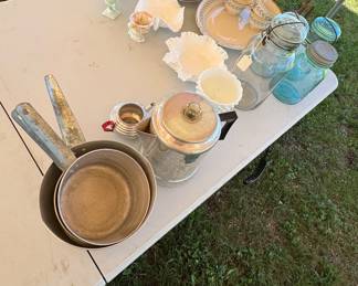 Milk Glass  Vintage Ball And Kerr Jars