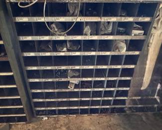 Bolt and nut bin with contents