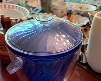 Cobalt Blue Glass Ice Bucket