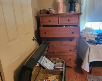 Domed steamer trunk with insert. Nice dresser