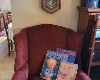Pair of wing back chairs.