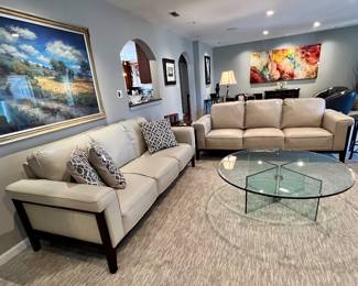 Two sofas and a chair all match
