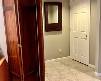 Three panel wood screen and unique mirrors
