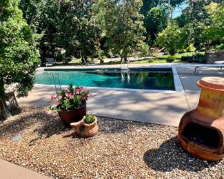 Chimineas and beautiful pots of plants
