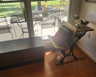 Virginia Made Pine trunk and antique school desk