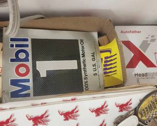 Box of small mobil collectibles