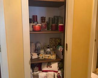 Assorted Household Linens, Toiletries, and Decorative Items