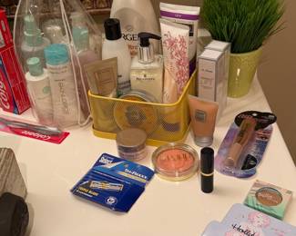 Assorted Personal Care and Cosmetic Lot with Wire Basket