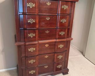 Thomasville Georgian Carved Cherry Wood Highboy Dresser