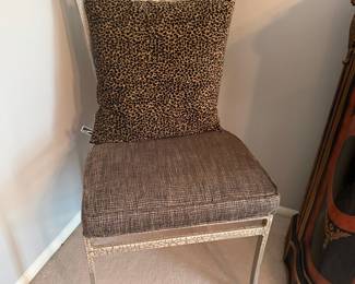 Leopard Print Accent Chair with Distressed Finish
