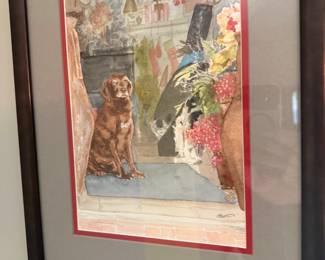 Signed Watercolor Chocolate Labrador Christmas Print