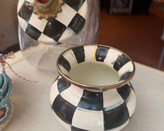 MacKenzie-Childs Courtly Check Enamel Canister and Glass Jar