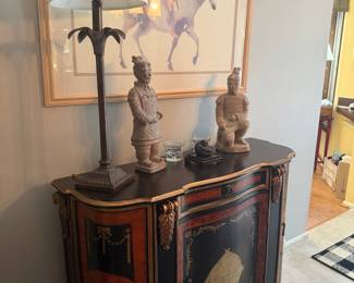 Chinoiserie Style Painted Bombe Commode