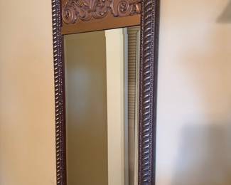 Ornate Gilt and Painted Wall Mirror with Acanthus Leaf Motifs