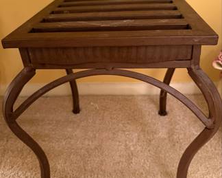 Metal Plant Stand with Slat-Top and Curved Legs