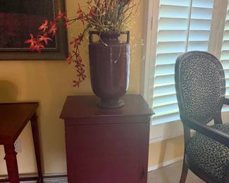 Tall Red Glazed Ceramic Urn Vase