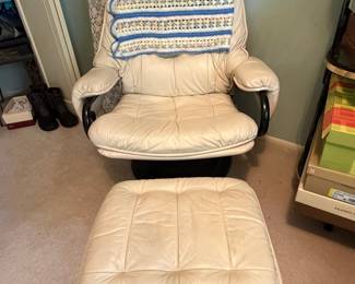 Vintage M Mcombo Swivel Recliner and Ottoman Set