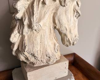 Composition Faux Bois Horse Head Sculpture