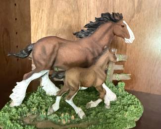 Anheuser-Busch Clydesdale Mare and Foal Figurine
