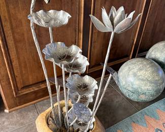 Metal Lotus Flower Cascading Water Fountain