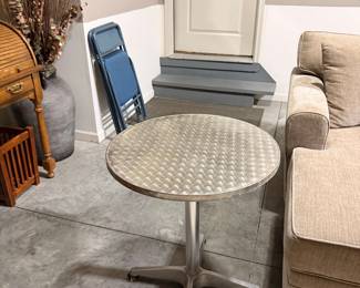 Diamond Plate Pattern Stainless Steel Bistro Table