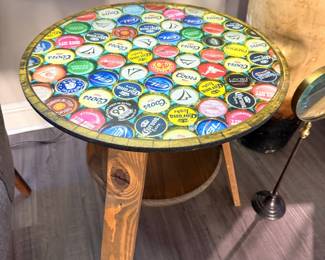 Beer Bottle Cap Epoxy Resin Side Table