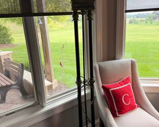 Traditional Torchiere Floor Lamp with Foliage Accents