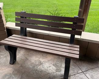 Wildridge Heritage 4 ft. Tudor Brown and Black HDPE Plastic Outdoor Park Bench