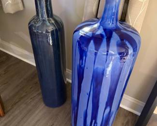 Pair of Large Contemporary Drip Glaze Floor Vases