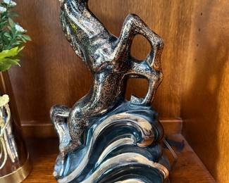 Mid-Century Modern Ceramic Rearing Horse TV Lamp