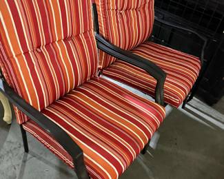 Set of Two Outdoor Patio Armchairs with Roma Stripe Cushions
