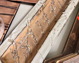 Japanese Ceramic Rectangular Serving Tray with Cherry Blossoms