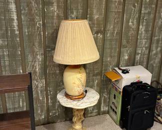 MCM lamp on a marble plant stand