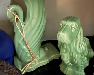 Vintage dog and vase