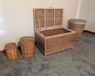 Wicker Hamper, Trunk and Waste Baskets