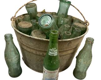 Steel Bucket Old Soda Bottles Coke