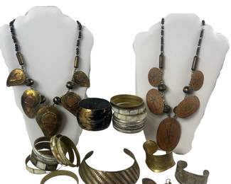 Copper & Brass Jewelry MOP Inlay Elephants