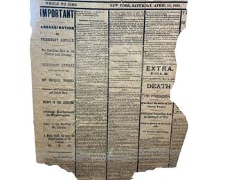 1865 Lincoln Assassination Newspaper