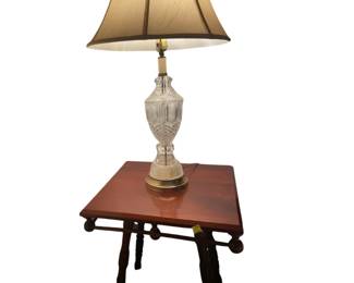 Stick & Ball End Table + Glass Lamp