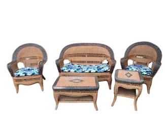 Piece Wicker Patio Set Loveseat Coffee Table
