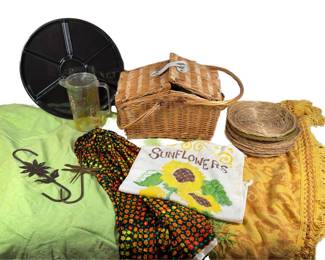 Picnic Basket with Wine Glasses